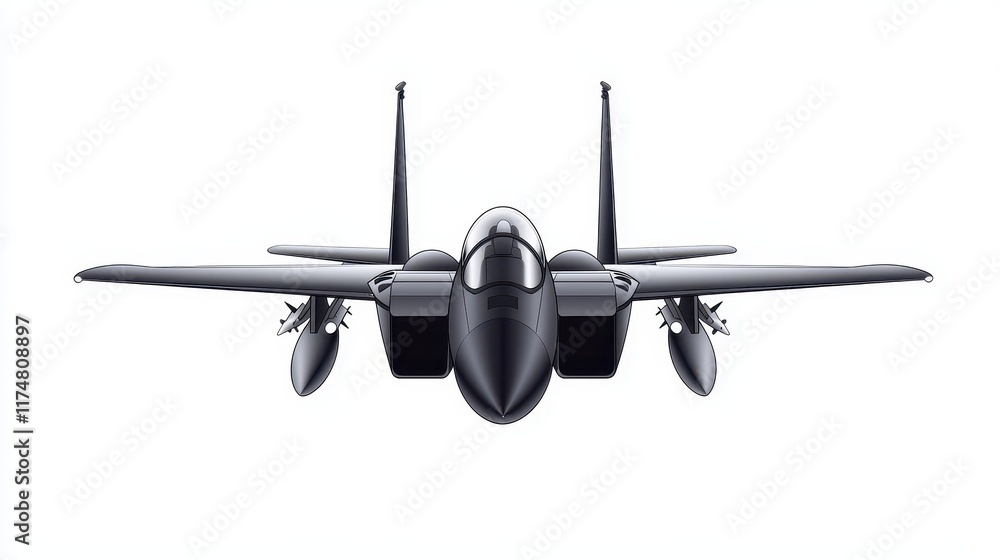 Sleek Black Fighter Jet Ready for Takeoff in Clear Skies Sleek Black Fighter Jet Ready for Takeoff in Clear Skies