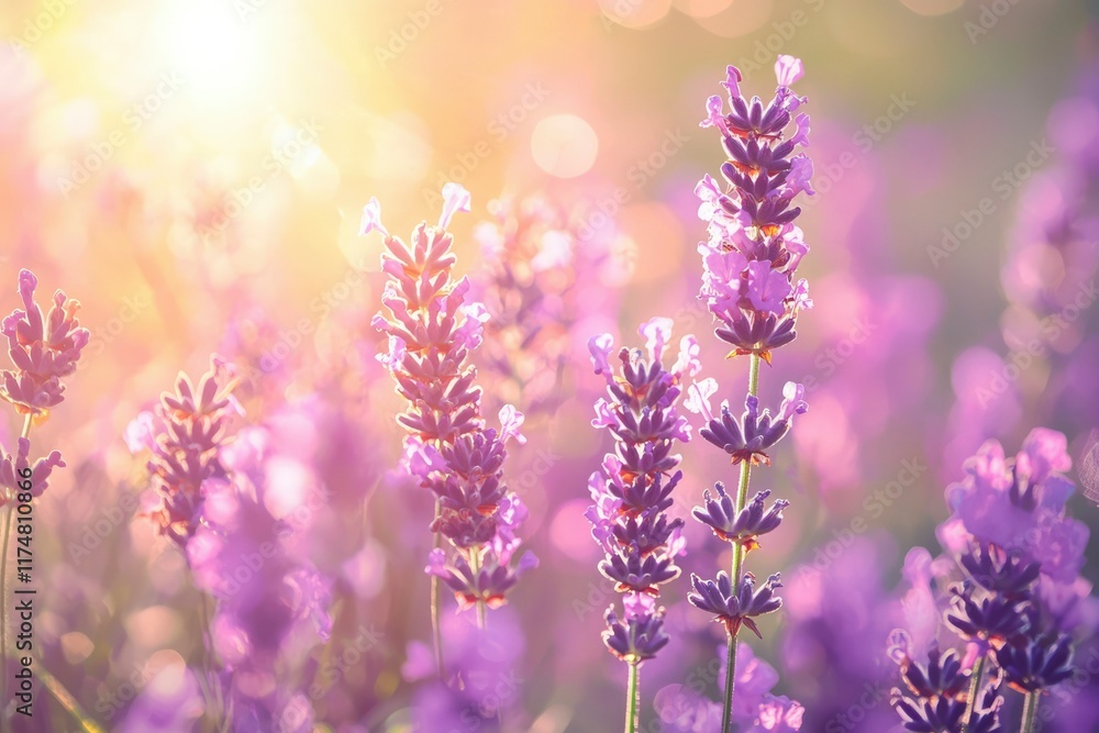 Fototapeta premium Lavender Flowers Blooming In Sunlight