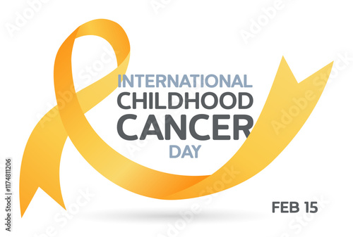 International Childhood Cancer day illustration. gold awareness ribbon for children cancer symbol vector design