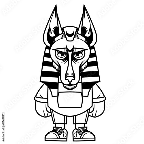 Mascot character design cartoon anubis outline