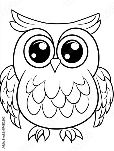 Cute Cartoon Owl Coloring Page for Kids and Adults photo