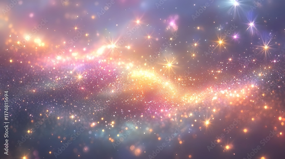 Fototapeta premium Infinite cosmic stars shimmering with vibrant light their ethereal dust creating a dreamy and captivating colorful textured backdrop for a magical and otherworldly atmosphere