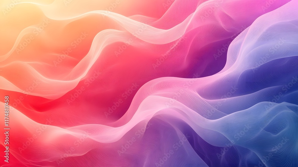 Obraz premium Captivating abstract background featuring wavy liquid textures blending together in a vibrant display of colorful fluid gradients and soft natural patterns