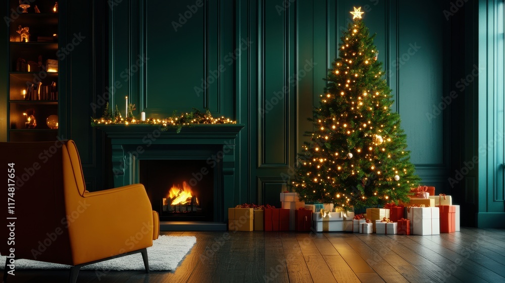 A cozy and enchanting Christmas scene with beautifully lit decorations, warm lights, and festive cheer all around. A cozy and enchanting Christmas scene with beautifully lit decorations, warm lights, and festive cheer all around.