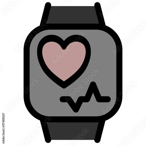 Fitness health tracker to measure BPM and EGC - Flat icon symbol