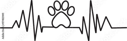 Paw print heartbeat and hearts design perfect for cat and dog enthusiasts