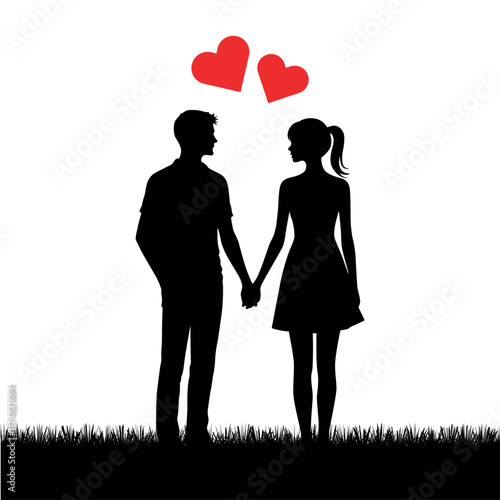 Silhouette of a couple in love made for eachother vector illustration.