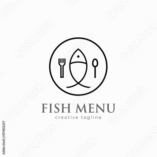 Fish menu, fish, restauran logo icon template photo