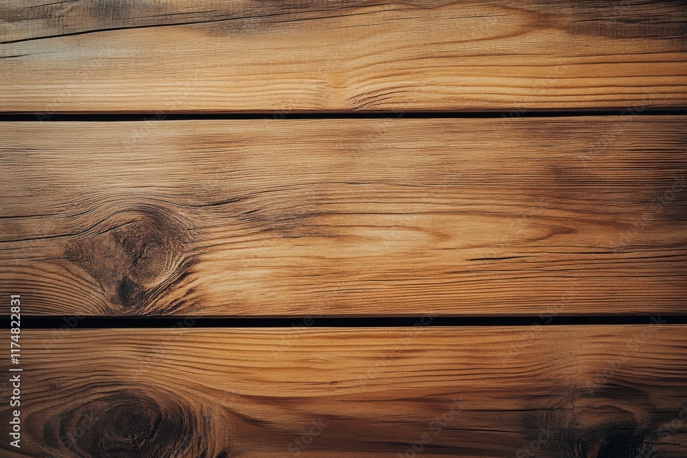 Fototapeta premium Top View of Old Dark Walnut Wooden Plank Table Surface Texture - Rustic Brown Textured Wood Background