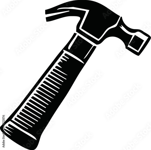 Hammer symbol and clip art. Hammer black and white flat vector icon design