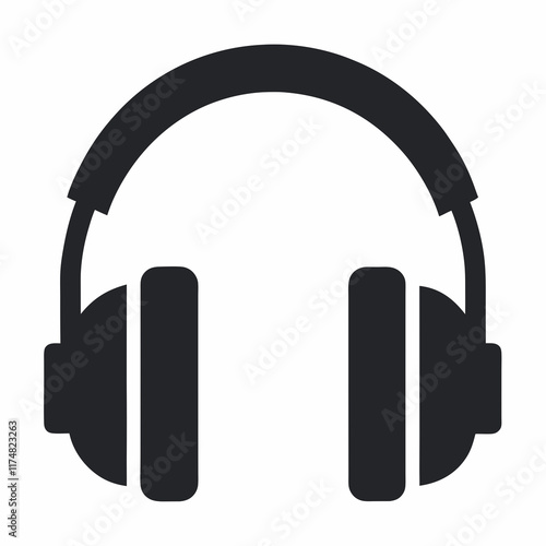 Headphone Black Silhouette Vector on White Background