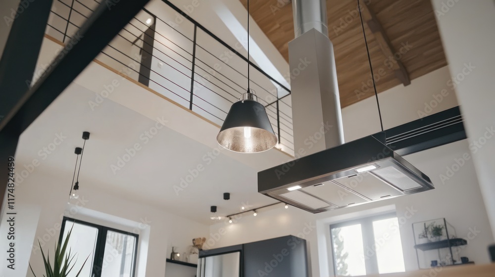 Modern Kitchen Design with High Ceilings and Stylish Lighting Modern Kitchen Design with High Ceilings and Stylish Lighting