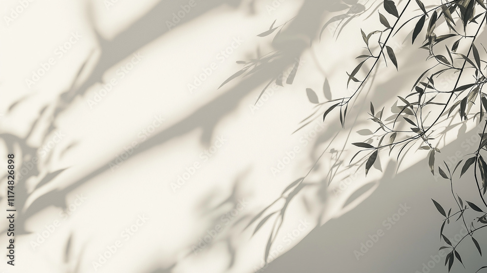 Shadows of plants, abstract background with leaves, leaves in the sun Shadows of plants, abstract background with leaves, leaves in the sun