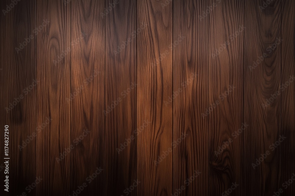 Naklejka premium Top View of Old Dark Walnut Wooden Plank Table Surface Texture - Rustic Brown Textured Wood Background