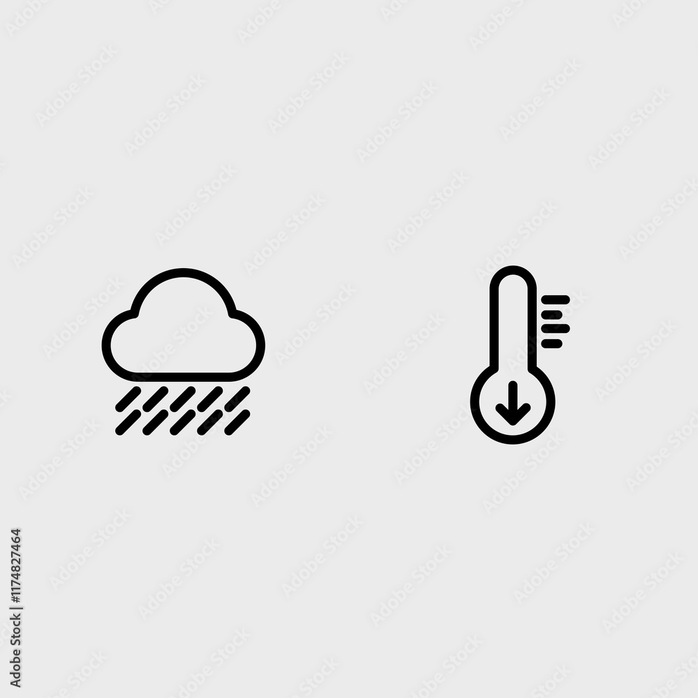 Obraz premium Weather icon and weather prediction vector symbol set.