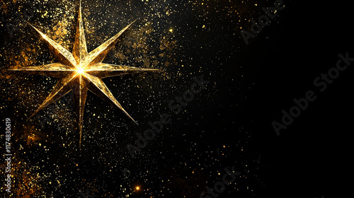 Golden Star on Black Background Graphic Design