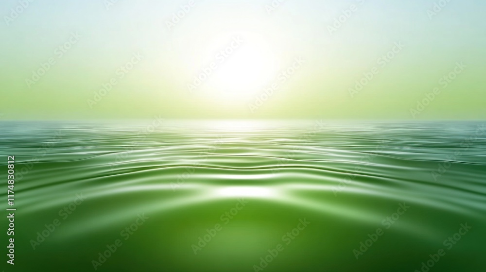 Fototapeta premium Serene green ocean at sunrise.