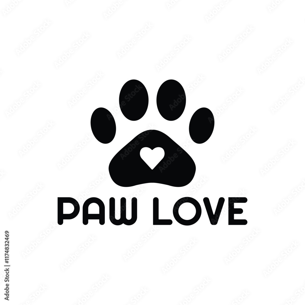 Paw love icon or logo, isolated on white background. simple and modern icon or logo. Paw love icon or logo, isolated on white background. simple and modern icon or logo.