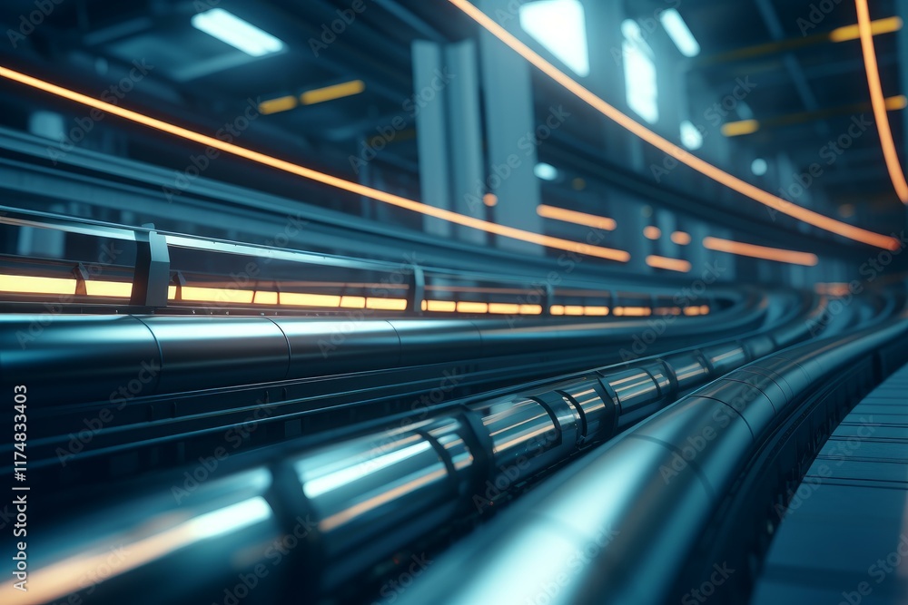Data flowing through glowing cables in a futuristic server room, symbolizing high speed data transfer and advanced technology Data flowing through glowing cables in a futuristic server room, symbolizing high speed data transfer and advanced technology