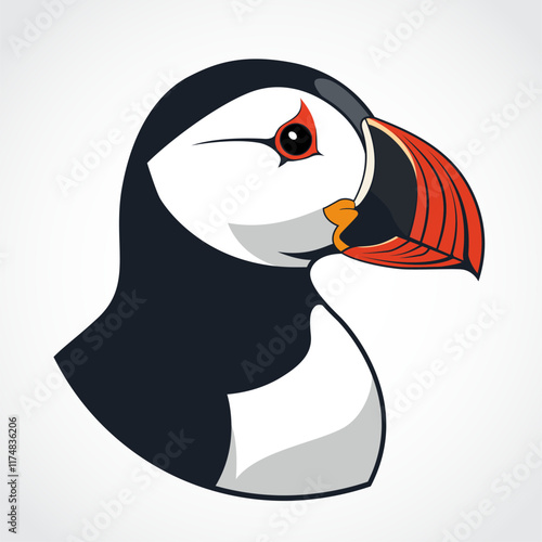 puffin bird head color logo design
