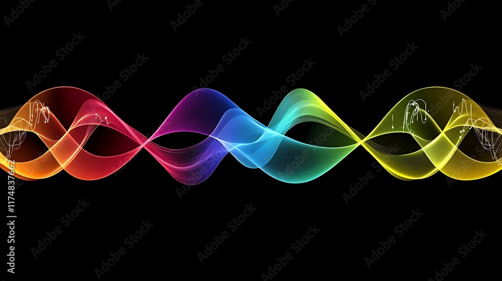 Rainbow Waves Flowing Across Dark Background Rainbow Waves Flowing Across Dark Background