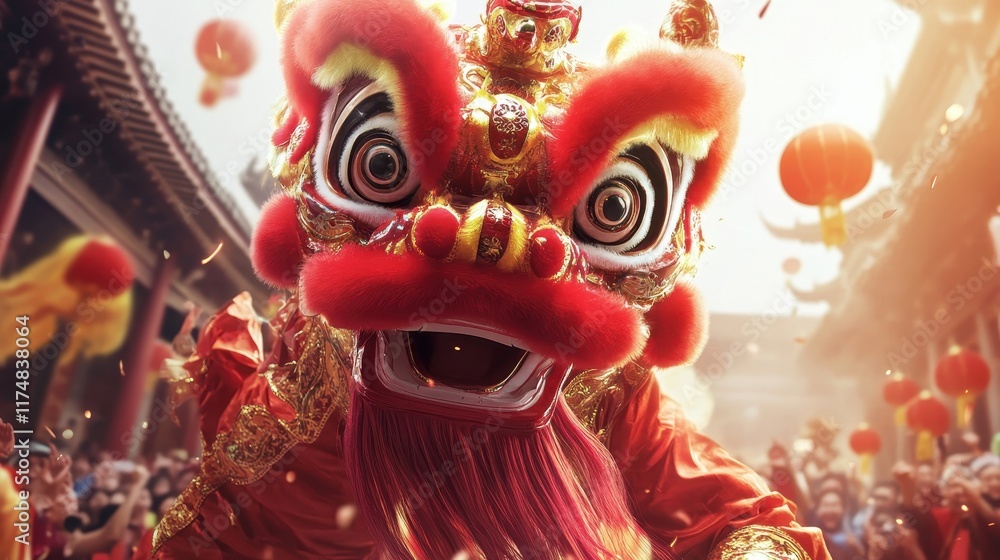Fototapeta premium Bold Lunar New Year Celebration Scene