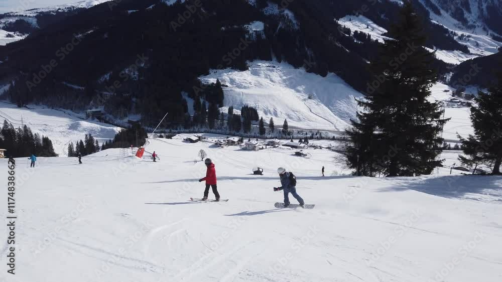 Snowboarder Enjoying the Powdery Slopes of the Alps Snowboarder Enjoying the Powdery Slopes of the Alps