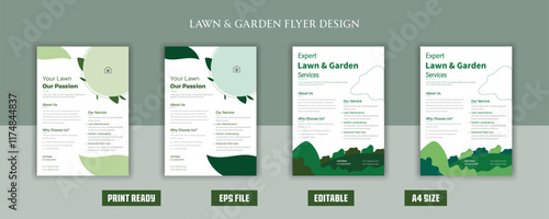 "Lawn Mower & Landscaping Garden Service Flyer Template: Professional, Eye-Catching Brochure Design for Your Lawn Care Business"