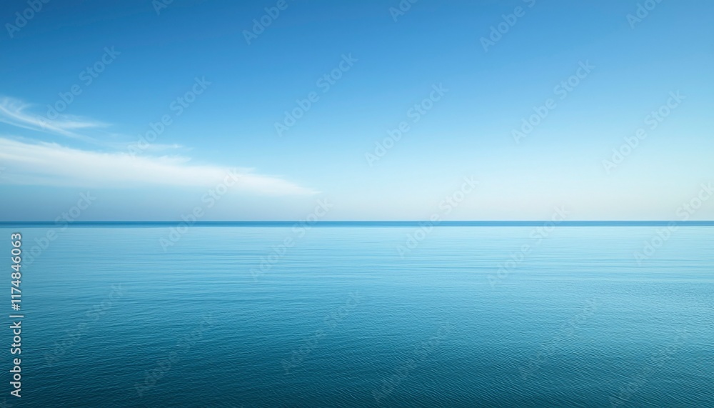 Serene Ocean Meets Calm Blue Sky A Tranquil Scene Serene Ocean Meets Calm Blue Sky A Tranquil Scene