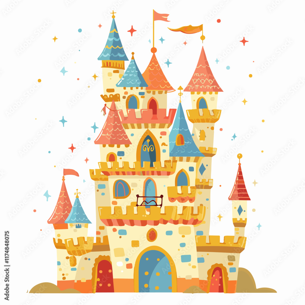 Vector illustration fairytale princess castle, illustration for a book, postcard Vector illustration fairytale princess castle, illustration for a book, postcard