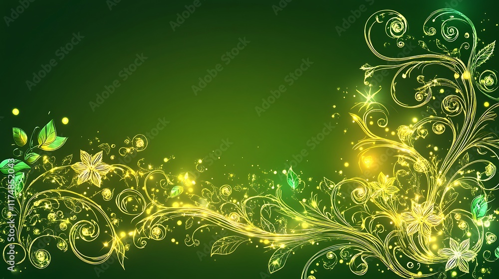 Glowing Green Floral Design Abstract Artwork Glowing Green Floral Design Abstract Artwork