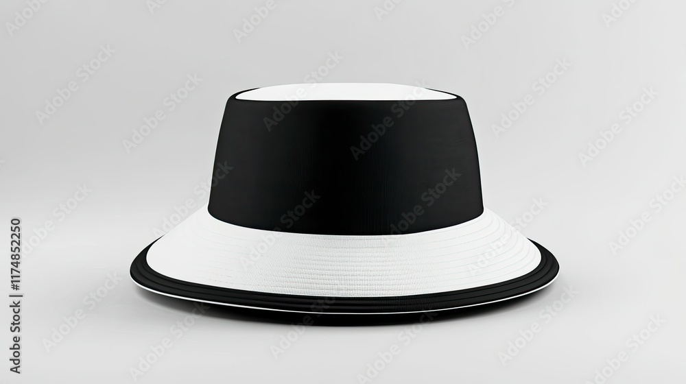 Blank black and white hat mockup, profile view, 3D rendering. Isolated headgear mockup. Summer hat template Blank black and white hat mockup, profile view, 3D rendering. Isolated headgear mockup. Summer hat template