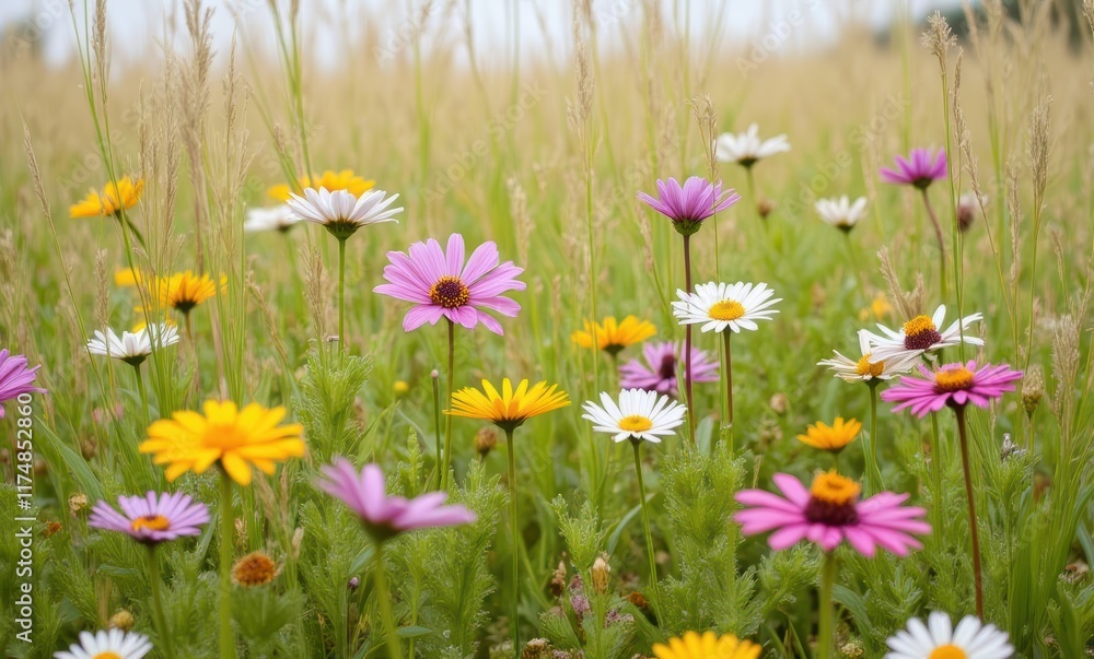 Colorful wildflower field in bloom Colorful wildflower field in bloom