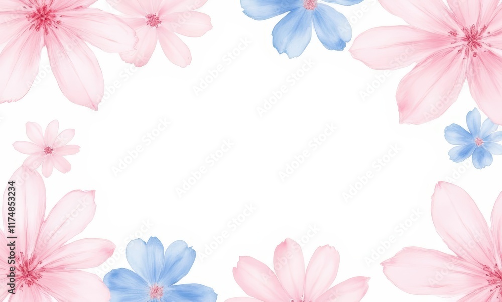 Soft pink and blue floral border design Soft pink and blue floral border design