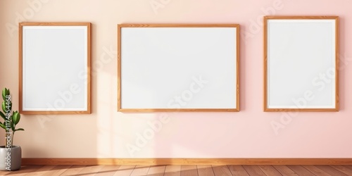 Modern Minimalist Interior Design with Blank Picture Frames