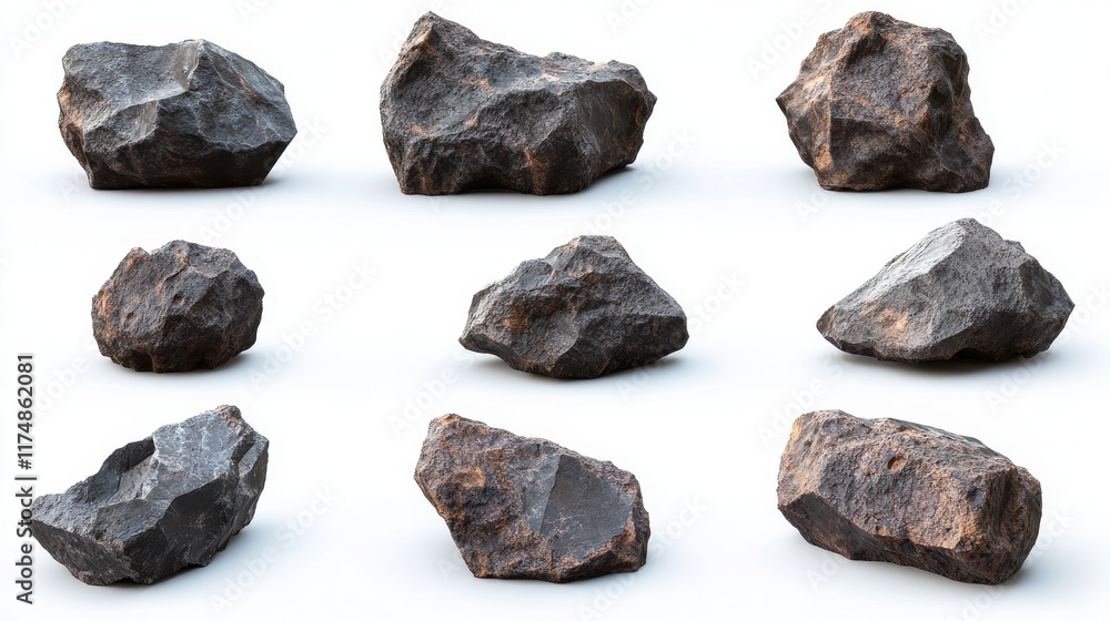 Various textured rocks in different shapes and sizes, showcasing natural earth tones and rugged surfaces. Various textured rocks in different shapes and sizes, showcasing natural earth tones and rugged surfaces.