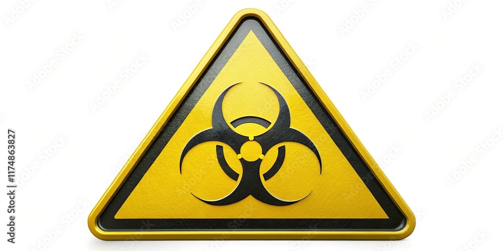 Biohazard Warning Sign, Yellow Triangle, Transparent Background - Stock Photo Biohazard Warning Sign, Yellow Triangle, Transparent Background - Stock Photo