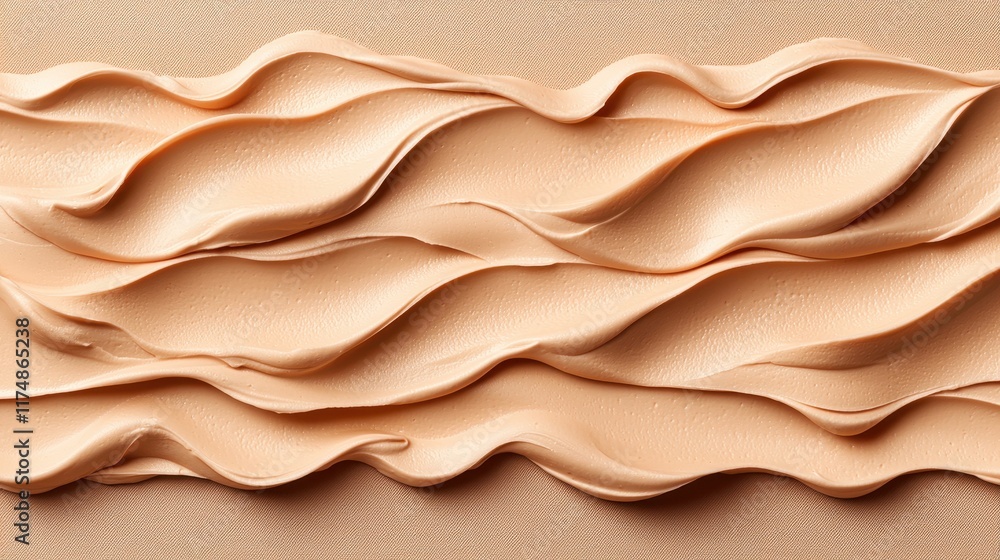 Textured Waves of Creamy Beige Paste on Smooth Surface Textured Waves of Creamy Beige Paste on Smooth Surface