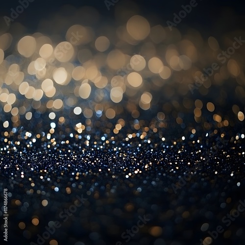 Dark glitter vintage lights background. light gold and black. defocused. photo