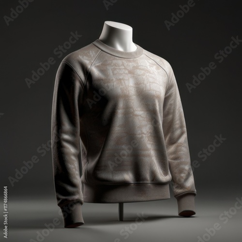 Beige Crewneck Sweatshirt with Abstract Print photo