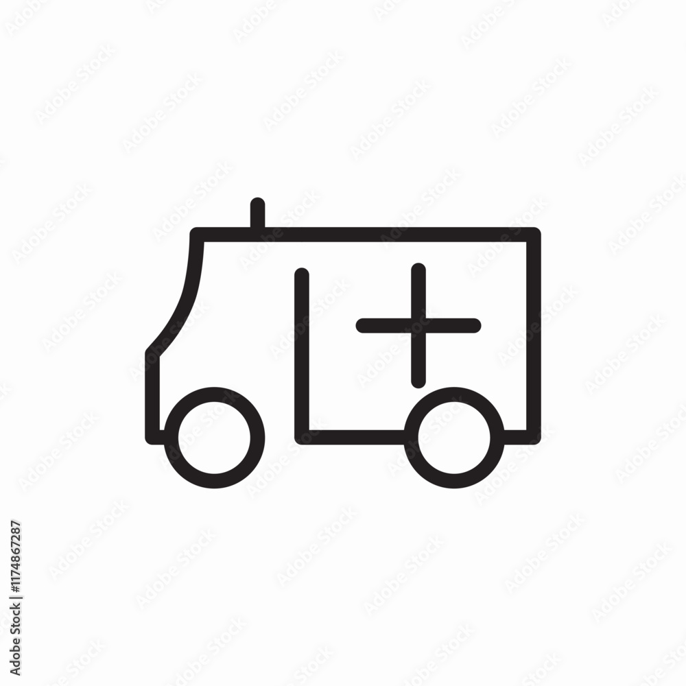 Emergency medical ambulance vehicle icon vector sign Emergency medical ambulance vehicle icon vector sign