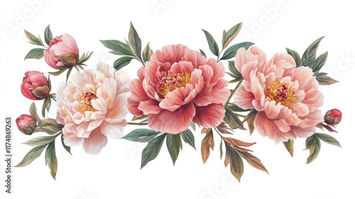 Pink Flowers on White Background