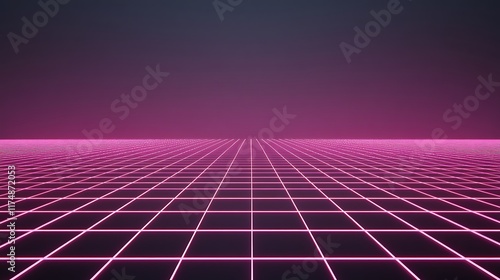 Pink Neon Grid Lines on Dark Background