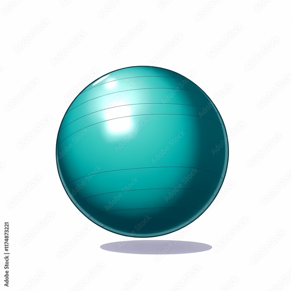 Teal Exercise Ball: A teal-colored exercise ball, with a light shadow, perfect for promoting fitness and wellness. It's ready for your design, and its vibrant color adds a pop to any workout space. Teal Exercise Ball: A teal-colored exercise ball, with a light shadow, perfect for promoting fitness and wellness. It's ready for your design, and its vibrant color adds a pop to any workout space.