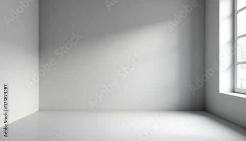 Wallpaper Mural A minimalist studio room with a light gray backdrop and soft light creates a tranquil setting. Torontodigital.ca