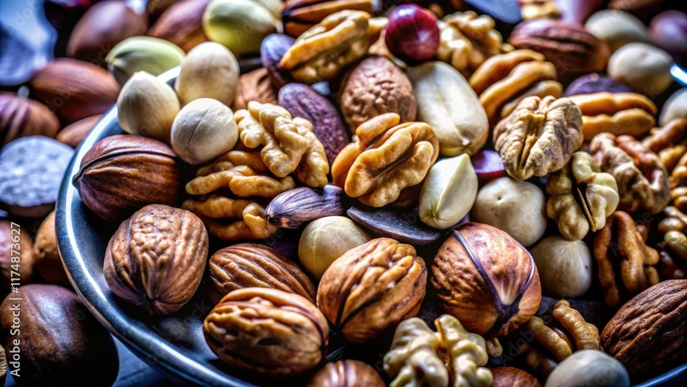 Studio-shot macro photos: isolated nuts, revealing intricate textures in high-resolution detail. Studio-shot macro photos: isolated nuts, revealing intricate textures in high-resolution detail.