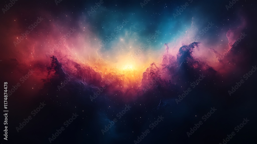 Cosmic Nebula Colorful gas clouds glow, stars twinkle in space, background for design. Cosmic Nebula Colorful gas clouds glow, stars twinkle in space, background for design.