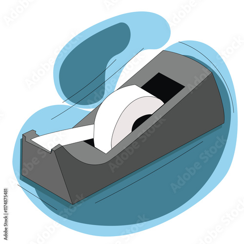 Tape and Tape Dispenser Vector.adhesive scotch roll. Sticky ribbon, reel holder, 