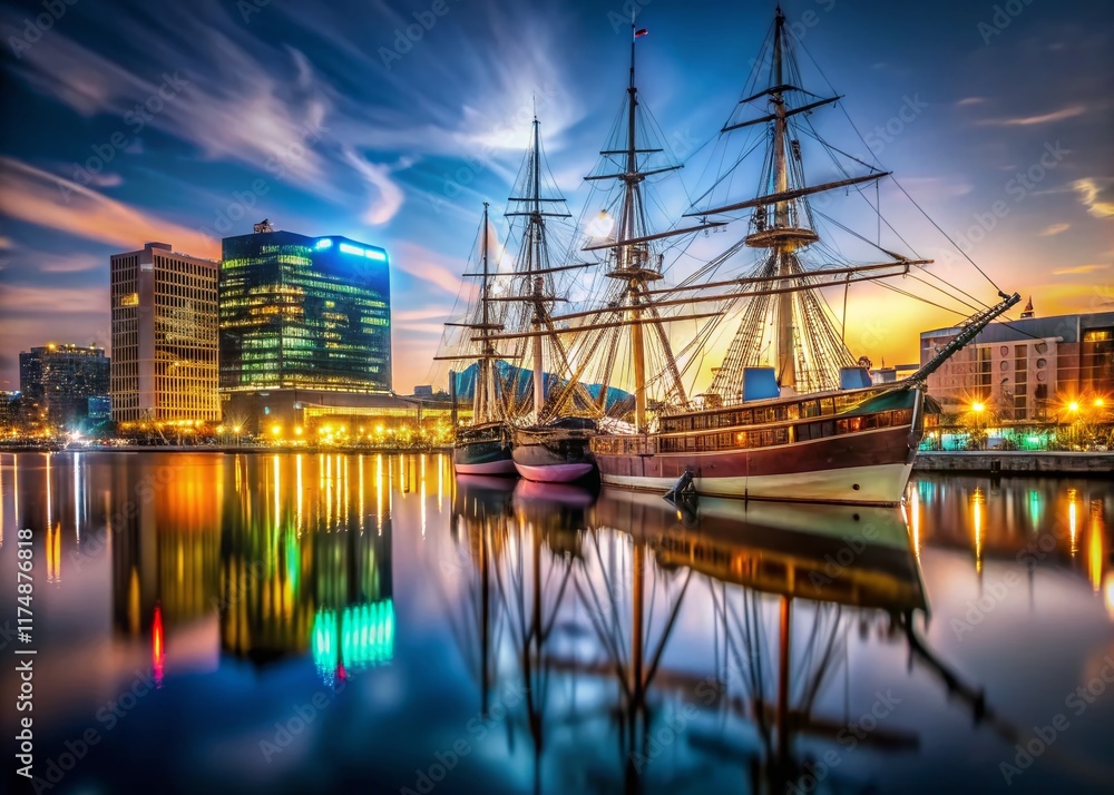 Historic Baltimore Ships at Night - Long Exposure Photography Historic Baltimore Ships at Night - Long Exposure Photography