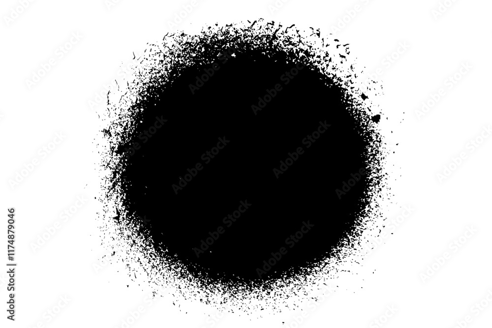 Ink grunge paint splash. Black splat vector texture. Splatter drop silhouette. Spray pattern illustration.
